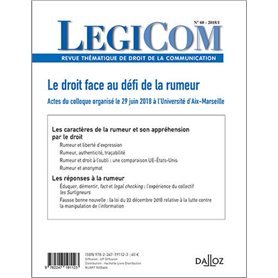 Legicom - N° 60 2018/1 - Le droit face au défi de la rumeur