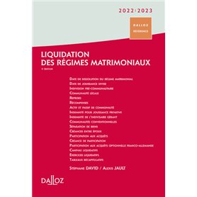 Liquidation des régimes matrimoniaux 2022/2023. 5e éd.