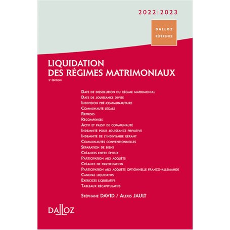 Liquidation des régimes matrimoniaux 2022/2023. 5e éd.