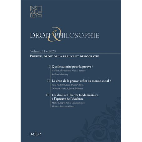 Droit et Philosophie - Volume XI Preuve, droit de la preuve et démocratie