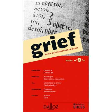 Grief, revue sur les mondes du droit n°9/2