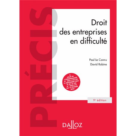 Droit des entreprises en difficulté. 9e éd.