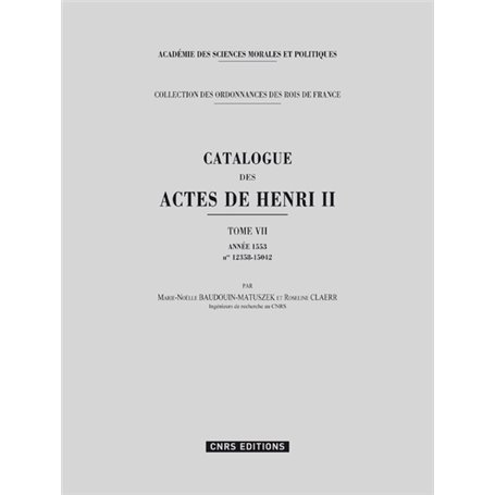 Catalogue des actes de Henri II - Année 1553 - tome 7