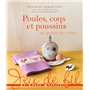 Poules, coqs et poussins au point de croix