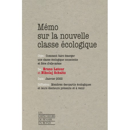 Mémo sur la nouvelle classe écologique - Comment faire émerger une classe écologique consciente et f