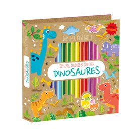 Bloc colo-crayons - Dinosaures - Dessine, colorie et colle