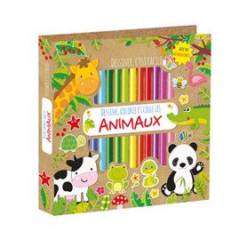 Bloc colo-crayons - Animaux - Dessine, colorie et colle