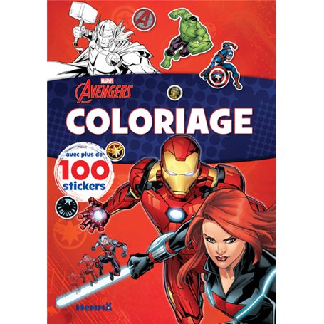 Marvel Avengers - Coloriage avec plus de 100 stickers (Black Widow et Iron Man)
