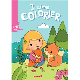 J'aime colorier (4-6 ans) - Petite fille et renards