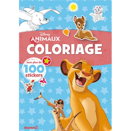 Disney Animaux - Coloriage avec plus de 100 stickers (Simba et Timon)