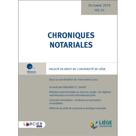 Chroniques notariales - Volume 70