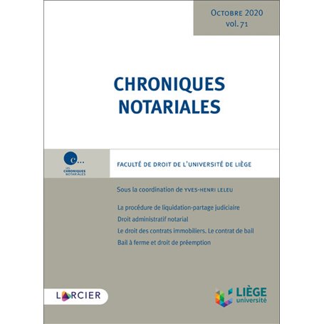 Chroniques notariales - Volume 71