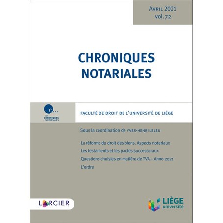 Chroniques notariales - Volume 72