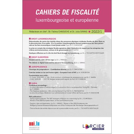 Cahier de fiscalité luxembourgeoise et européenne 2022/1