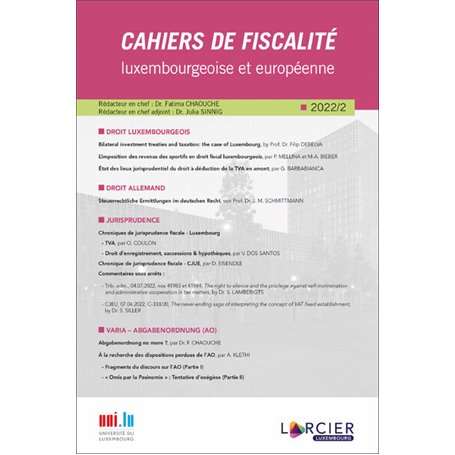 Cahiers de fiscalité luxembourgeoise et européenne 2022/2