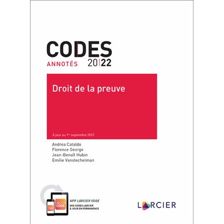 Codes annotés Droit de la preuve - À jour au 1er septembre 2022