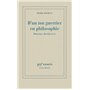 D'un ton guerrier en philosophie