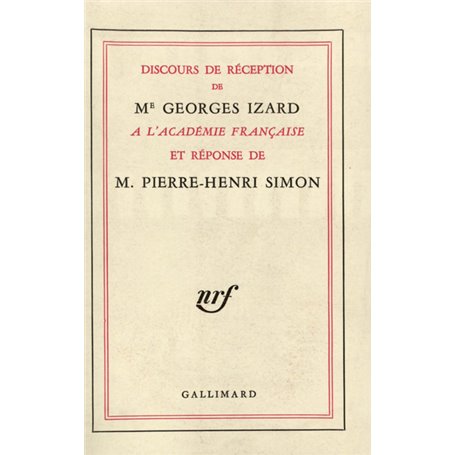 Discours de réception à l'Académie française et réponse de M. Pierre-Henri Simon
