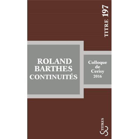 Roland Barthes : continuités