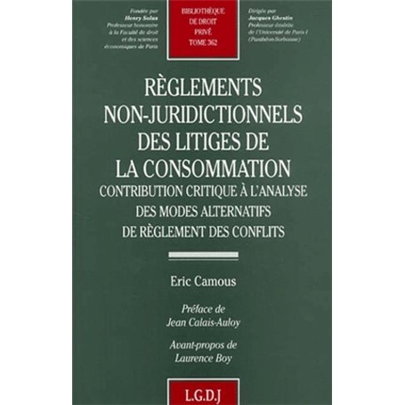 règlements non-juridictionnels des litiges de la consommation