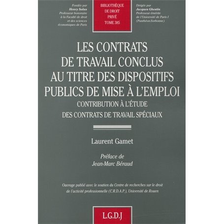 les contrats de travail conclus au titre des dispositifs publics de mise à l'emp