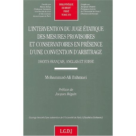 l'intervention du juge étatique des mesures provisoires et conservatoires en pré