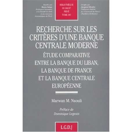 recherche sur les critères d'une banque centrale moderne