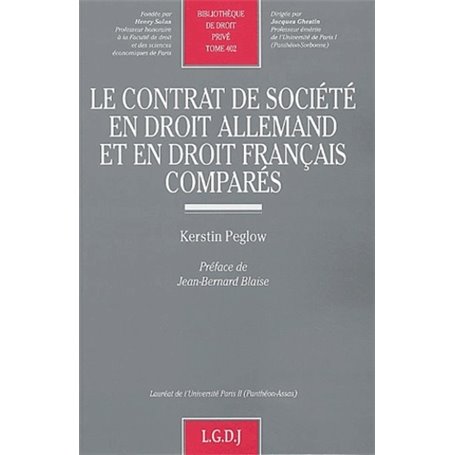 le contrat de société en droit allemand et en droit français comparés