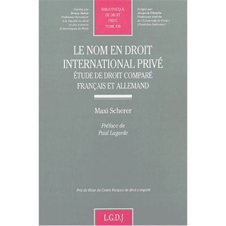 le nom en droit international privé. etude de droit comparé franco-allemand