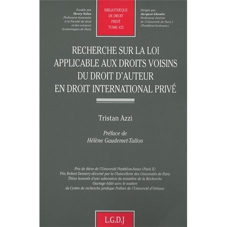 recherche sur la loi applicable aux droits voisins du droit d'auteur en droit in