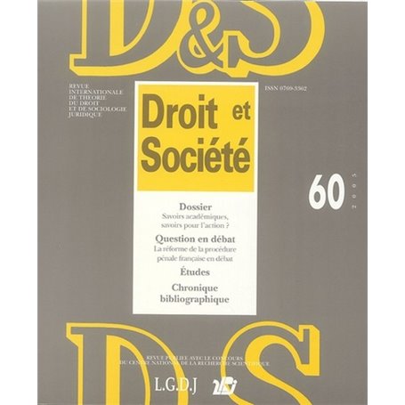 REVUE DROIT ET SOCIETE N 60 - 2005