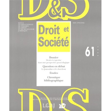 REVUE DROIT ET SOCIETE N 61 - 2005