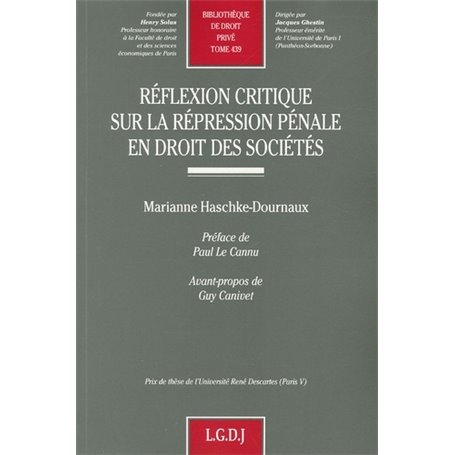 réflexion critique sur la répression pénale en droit des sociétés