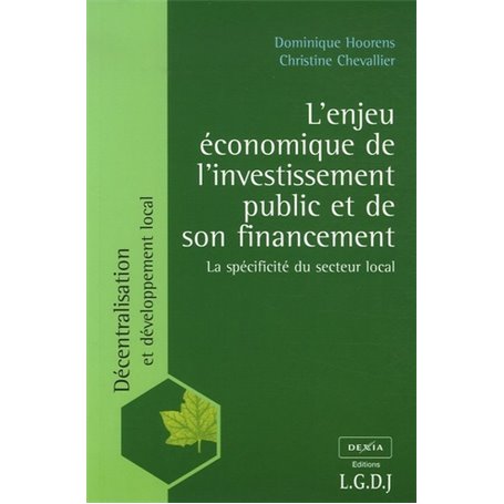 l'enjeu économique de l'investissement public et de son financement. la spécific