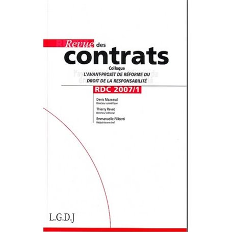 REVUE DES CONTRATS N 1 - 2007