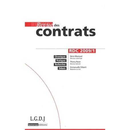 REVUE DES CONTRATS N 1 - 2009