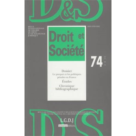 REVUE DROIT ET SOCIETE N 74 - 2010