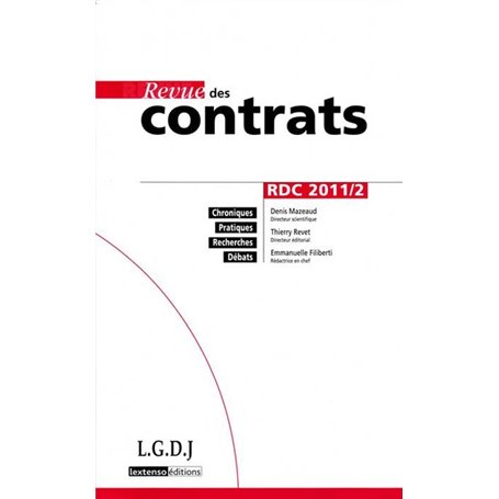 REVUE DES CONTRATS N 2 - 2011