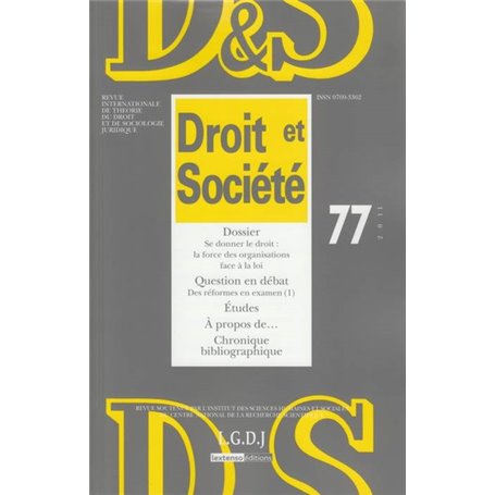 REVUE DROIT ET SOCIETE N 77 - 2011