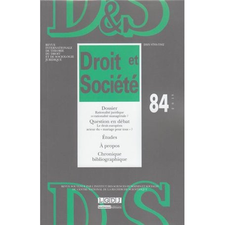 REVUE DROIT ET SOCIETE N 84 - 2013