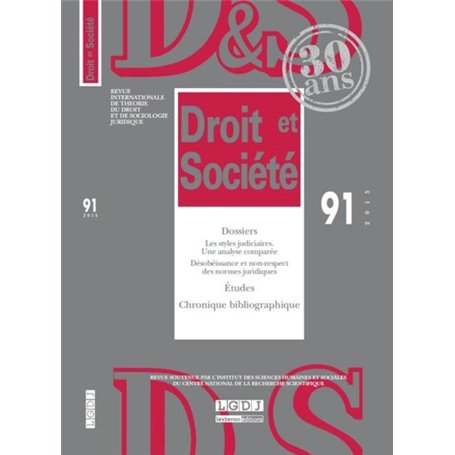 REVUE DROIT ET SOCIETE N 91 - 2015