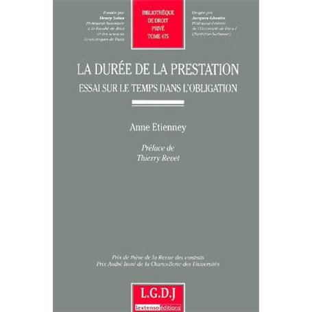 la durée de la prestation : essai sur le temps dans l'obligation