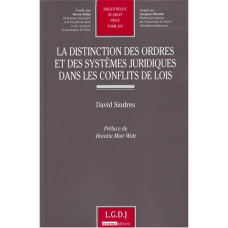 la distinction des ordres et des systèmes juridiques dans les conflits de lois