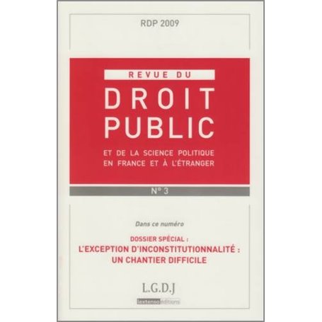 REVUE DU DROIT PUBLIC N 3 2009