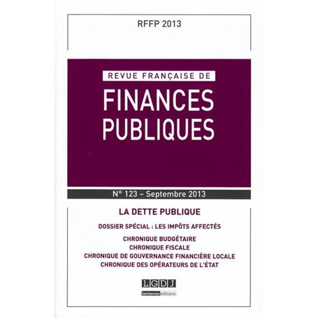 REVUE FRANÇAISE DE FINANCES PUBLIQUES N 123 - 2013