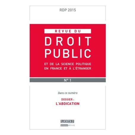 REVUE DU DROIT PUBLIC N 1 2015