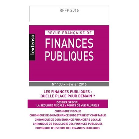 REVUE FRANÇAISE DE FINANCES PUBLIQUES N 133 - 2016