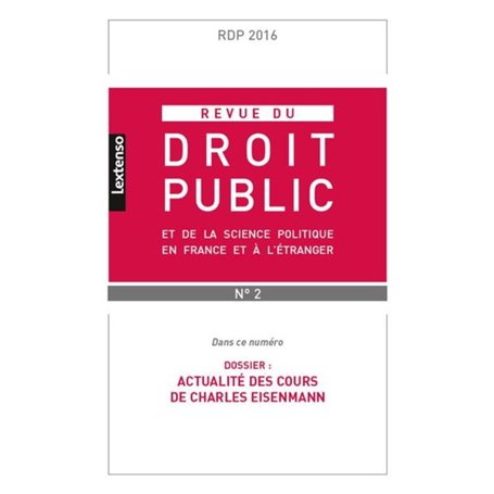 REVUE DU DROIT PUBLIC N 2 2016