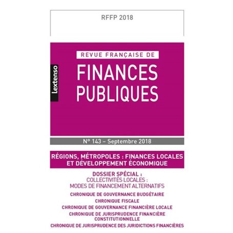 REVUE FRANCAISE DE FINANCES PUBLIQUES N143-SEPTEMBRE 2018