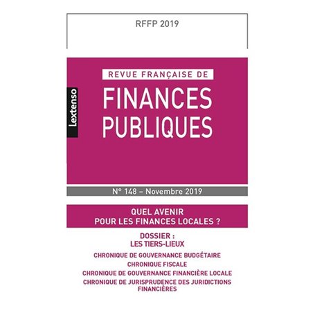 REVUE FRANÇAISE DE FINANCES PUBLIQUES N 148 - NOVEMBRE 2019